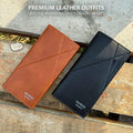 New Imported Long Leather Trifold Wallet For Cash & Cards | Black-Brown