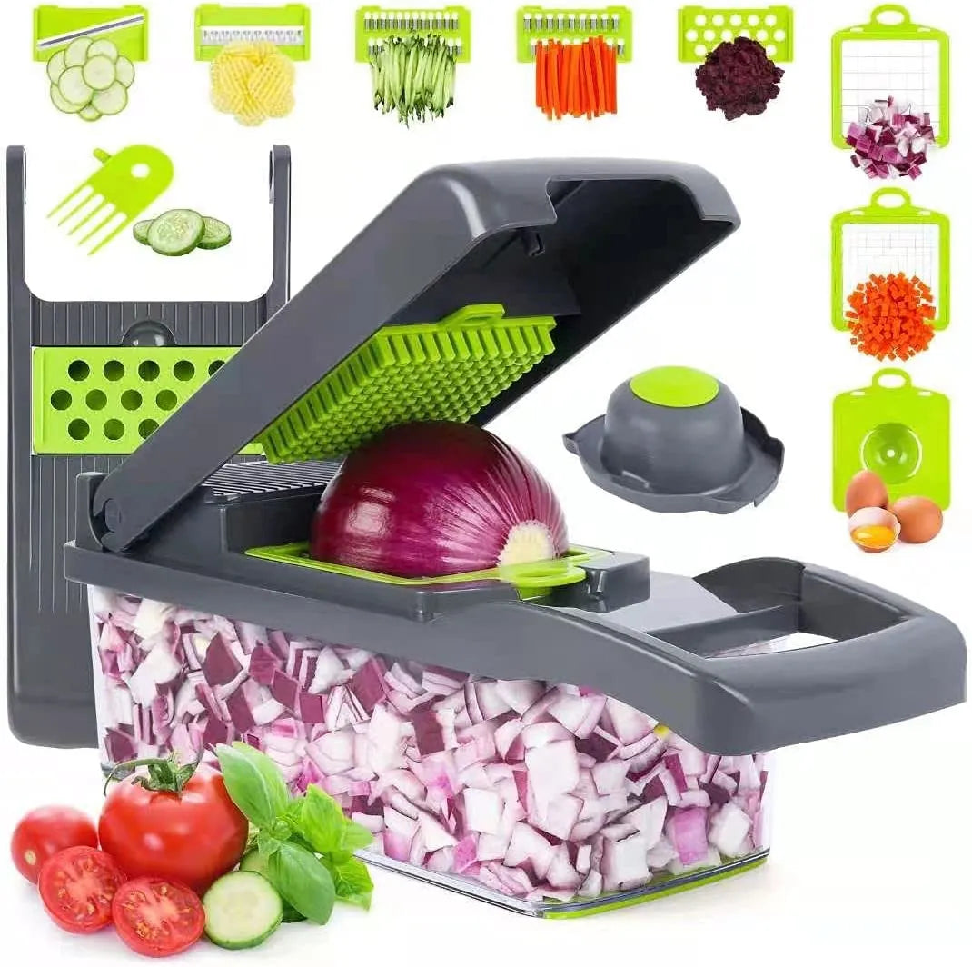 12-in-1 Multi-Functional Vegetable Chopper, Dicer & Slicer with Storage Container