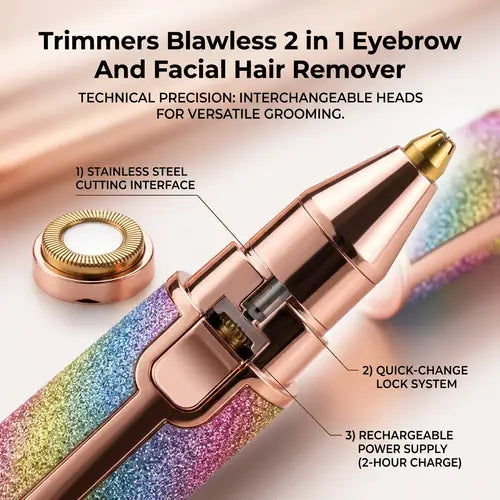 Flawless 2 In 1 Eyebrow And Facial Hair Remover Gentle Precise Portable Rechargeable Practical Choice For Smooth Skin And Daily Grooming