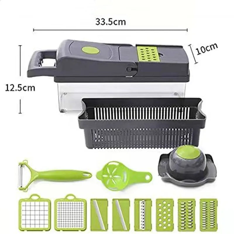 12-in-1 Multi-Functional Vegetable Chopper, Dicer & Slicer with Storage Container