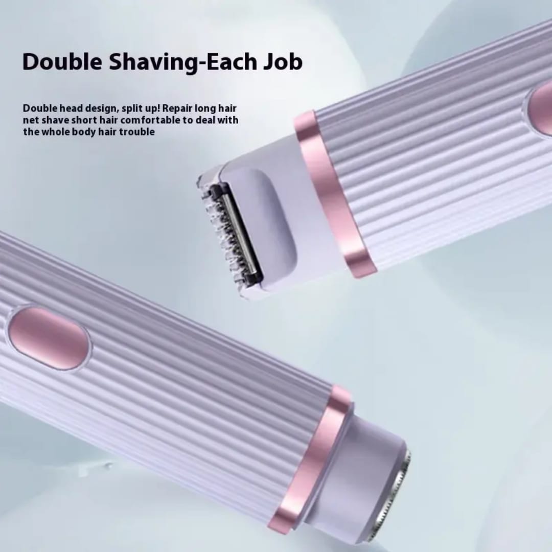 2 in 1 Women Electric Shaver Dual Head Bikini Trimmer for Women IPX7 Waterproof Wet & Dry Use Body Hair Trimmer and Facial Hair Remover for Bikini Under Arm Leg Arm Body Face (Random Color)