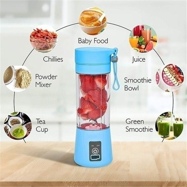 6 Blade Mini Portable Usb Juicer Blender Rechargeable - Kitchen Appliance Designed for Juice Blending and Daily Beverage Routine (Random Colour)