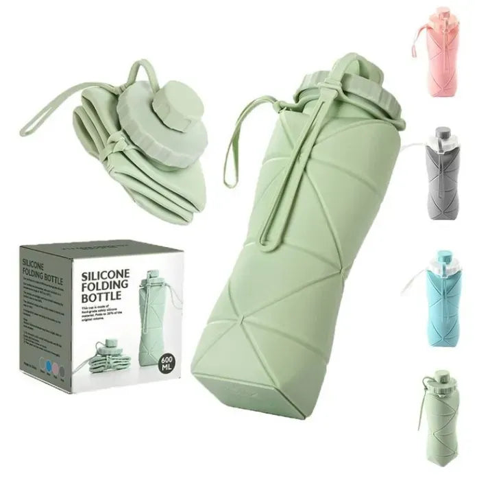 Silicone Folding Bottle | 600ML Silicon Foldable Bottle | Smart Travel Bottle Collapsible Design (Random Colour)