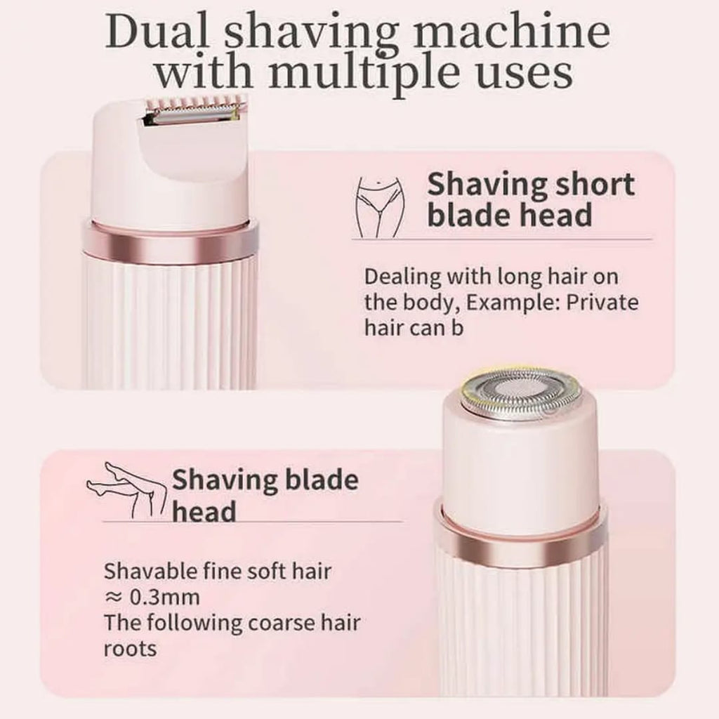 2 in 1 Women Electric Shaver Dual Head Bikini Trimmer for Women IPX7 Waterproof Wet & Dry Use Body Hair Trimmer and Facial Hair Remover for Bikini Under Arm Leg Arm Body Face (Random Color)