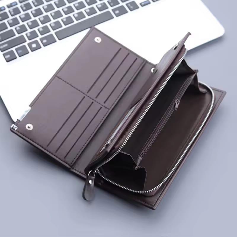 Baellerry Men's Long PU Leather Wallet Clutch with Wristlet Strap