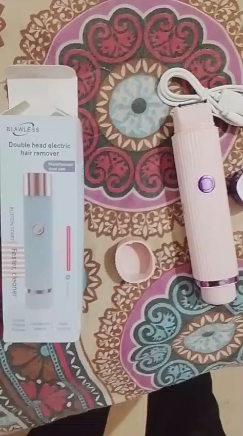 2 in 1 Women Electric Shaver Dual Head Bikini Trimmer for Women IPX7 Waterproof Wet & Dry Use Body Hair Trimmer and Facial Hair Remover for Bikini Under Arm Leg Arm Body Face (Random Color)