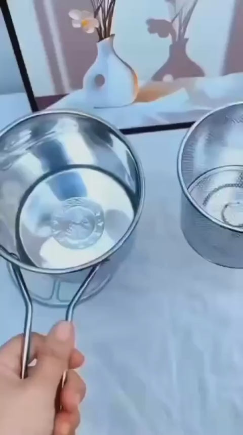 Deep Frying Pot with Strainer Basket – 1200ml Stainless Steel Oil Fryer Pot with Box Packing